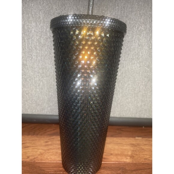 NEW Starbucks Limited Edition Gold Black Dark Studded Cold Cup Tumbler 24oz - Picture 3 of 3